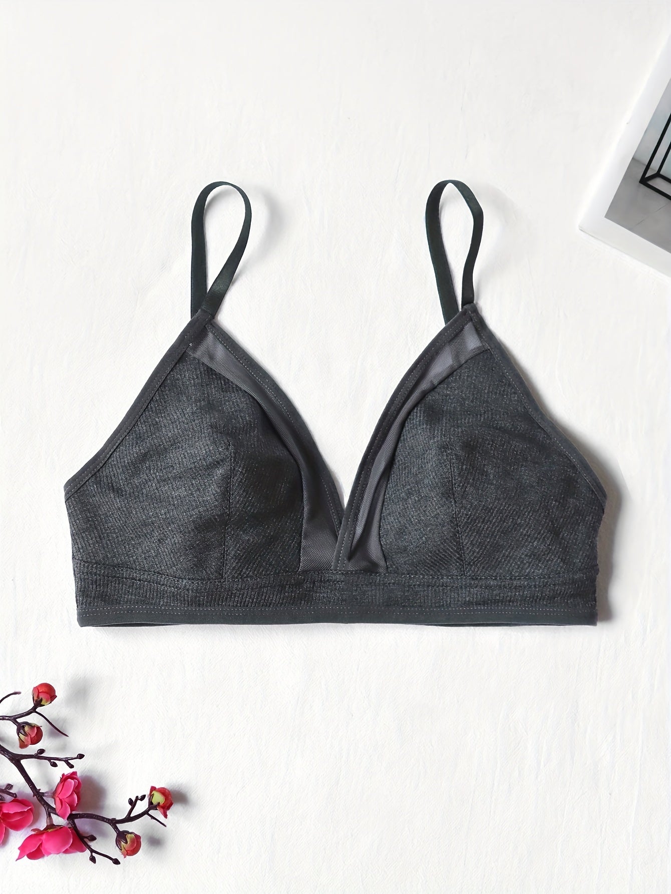 Contrast Mesh Wireless Bra - Comfy & Breathable Women's Lingerie Underwear