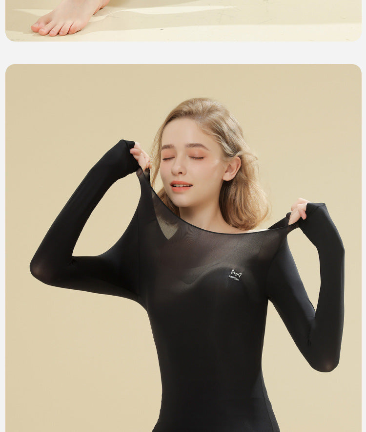 Women's Thermal Moisturizing Base Layer Set: Hyaluronic Acid, Skin-Friendly & Seamless
