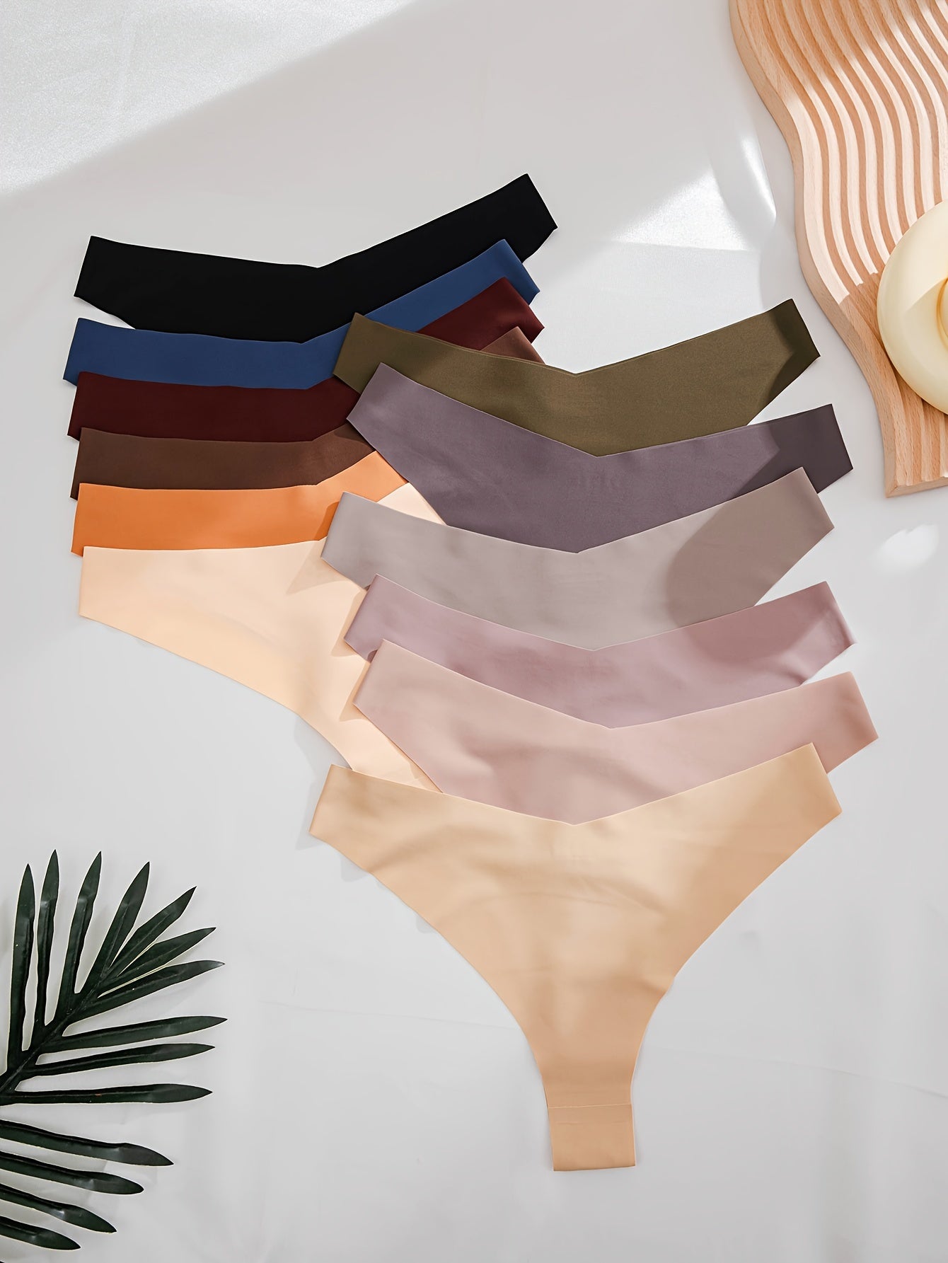 12pcs Solid Seamless Thongs, Comfy & Breathable Stretchy Intimates Panties, Women's Lingerie & Underwear