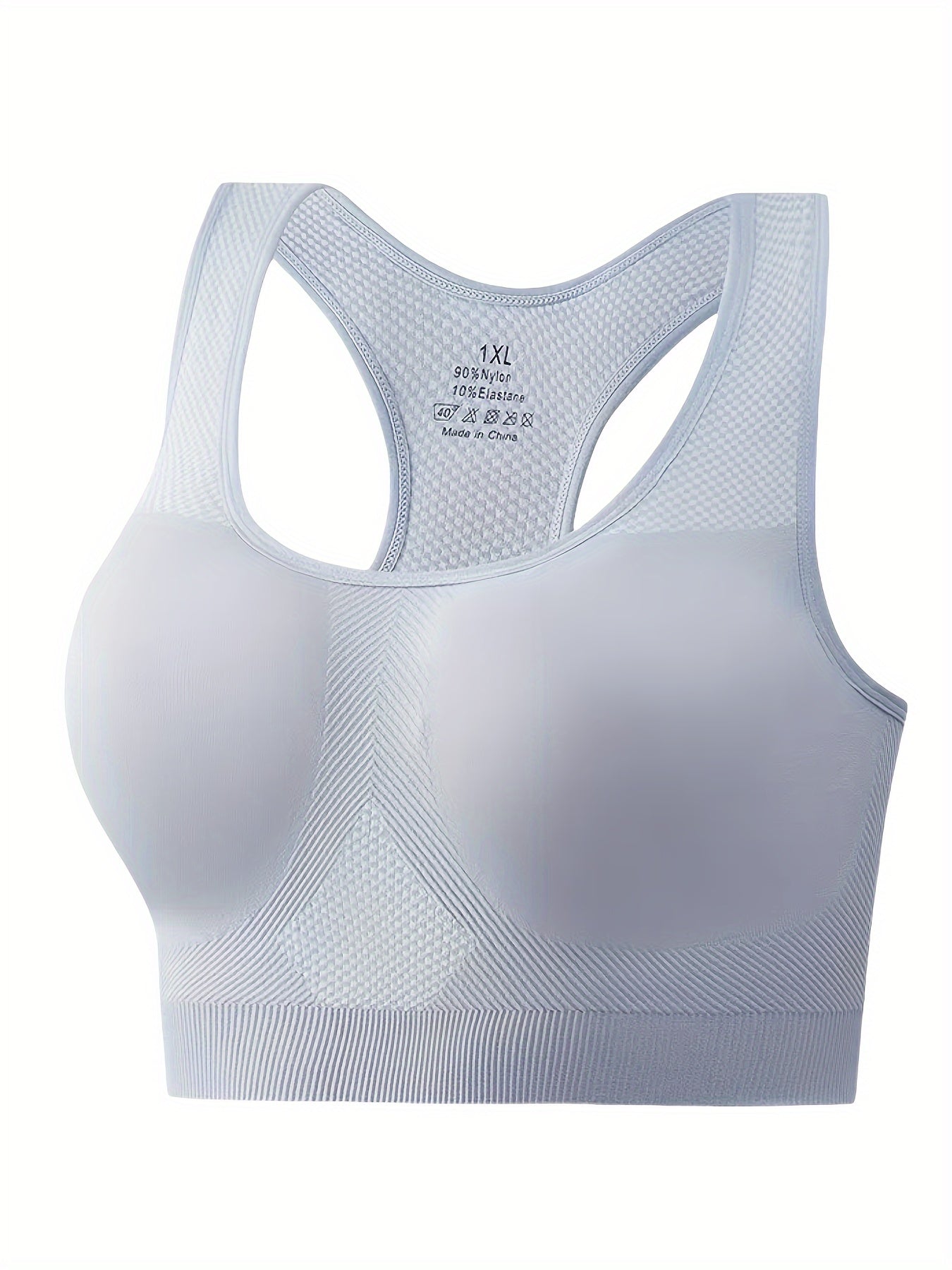 Nahtloser Sport-BH für Damen in Übergröße, Gitterstruktur-Design, atmungsaktiv, hohe Stoßfestigkeit, Racerback-Träger, Rückenstütze, Activewear fürs Laufen und Fitnessstudio, geeignet für verschiedene Sportarten 