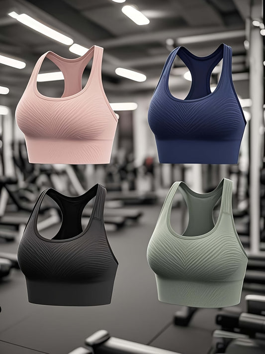 4-Pack Plus Size Cross Back Sports Bra: High Impact, Removable Pads
