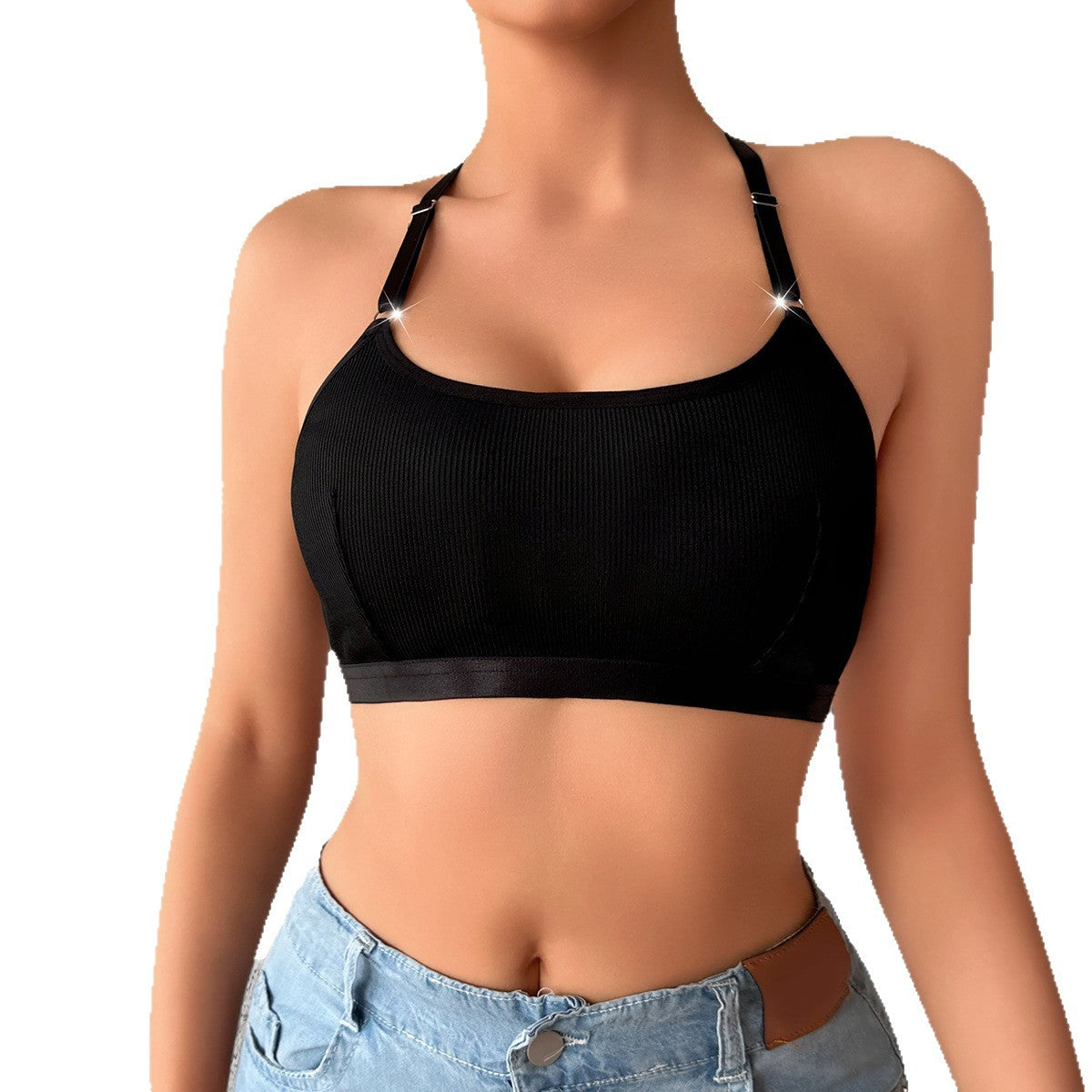 Women's Backless Lace Bra: Adjustable Straps, Push-Up, 3/4 Cup