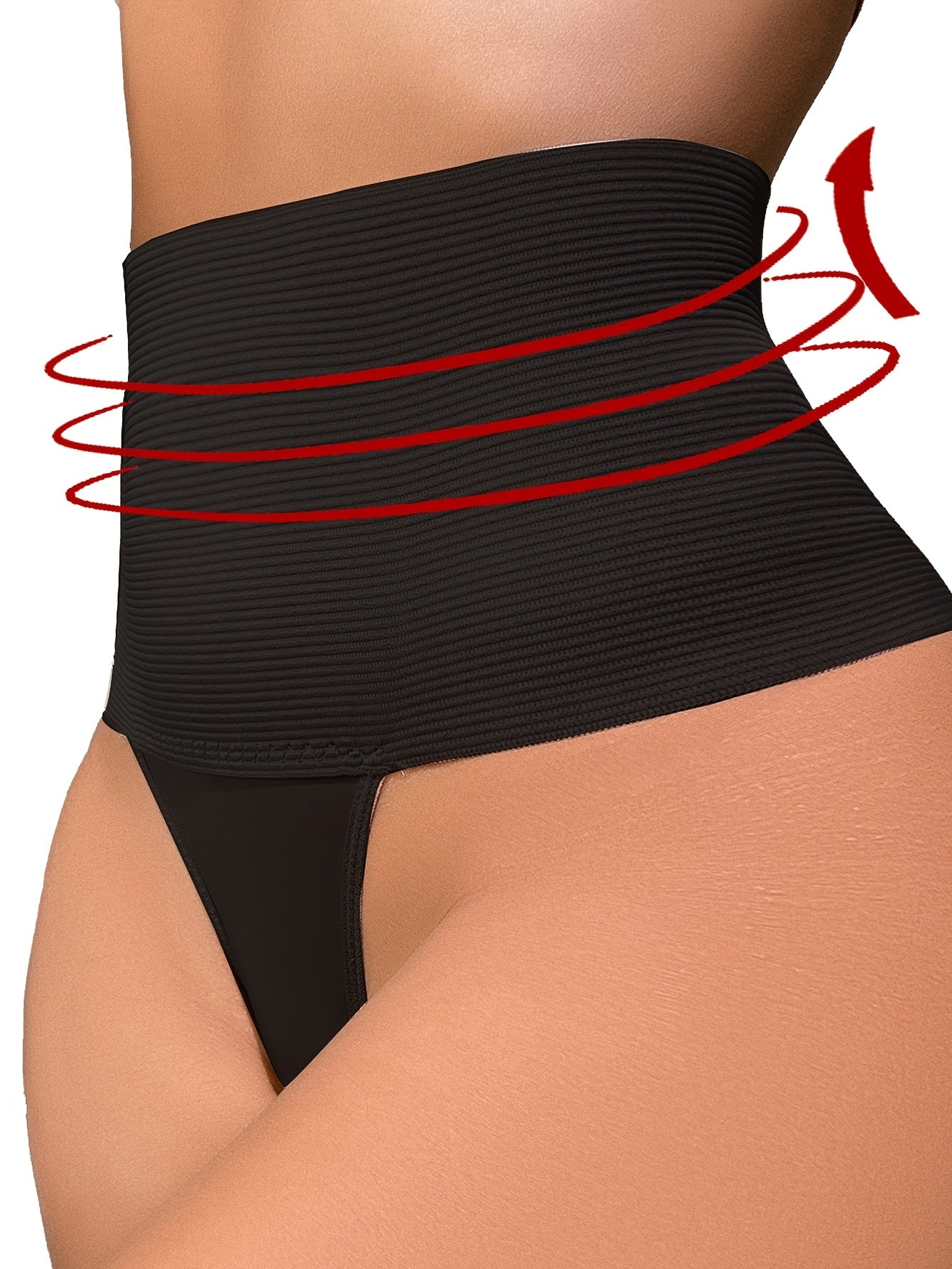 High Waist Control Panties, Breathable & Comfy Elastic Intimates Shapewear Thongs, Women's Lingerie & Underwear