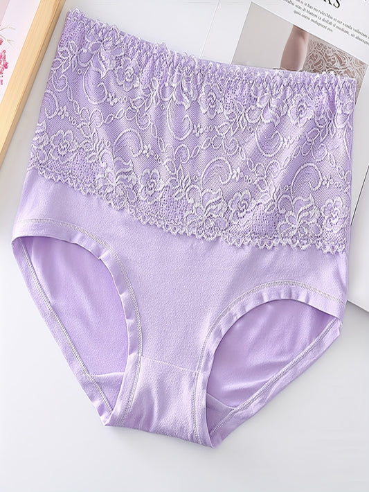 3er-Set Damen-Höschen in großer Größe, einfarbig, hohe Taille, Spitze, Bauchstraffung – ideale Geschenke