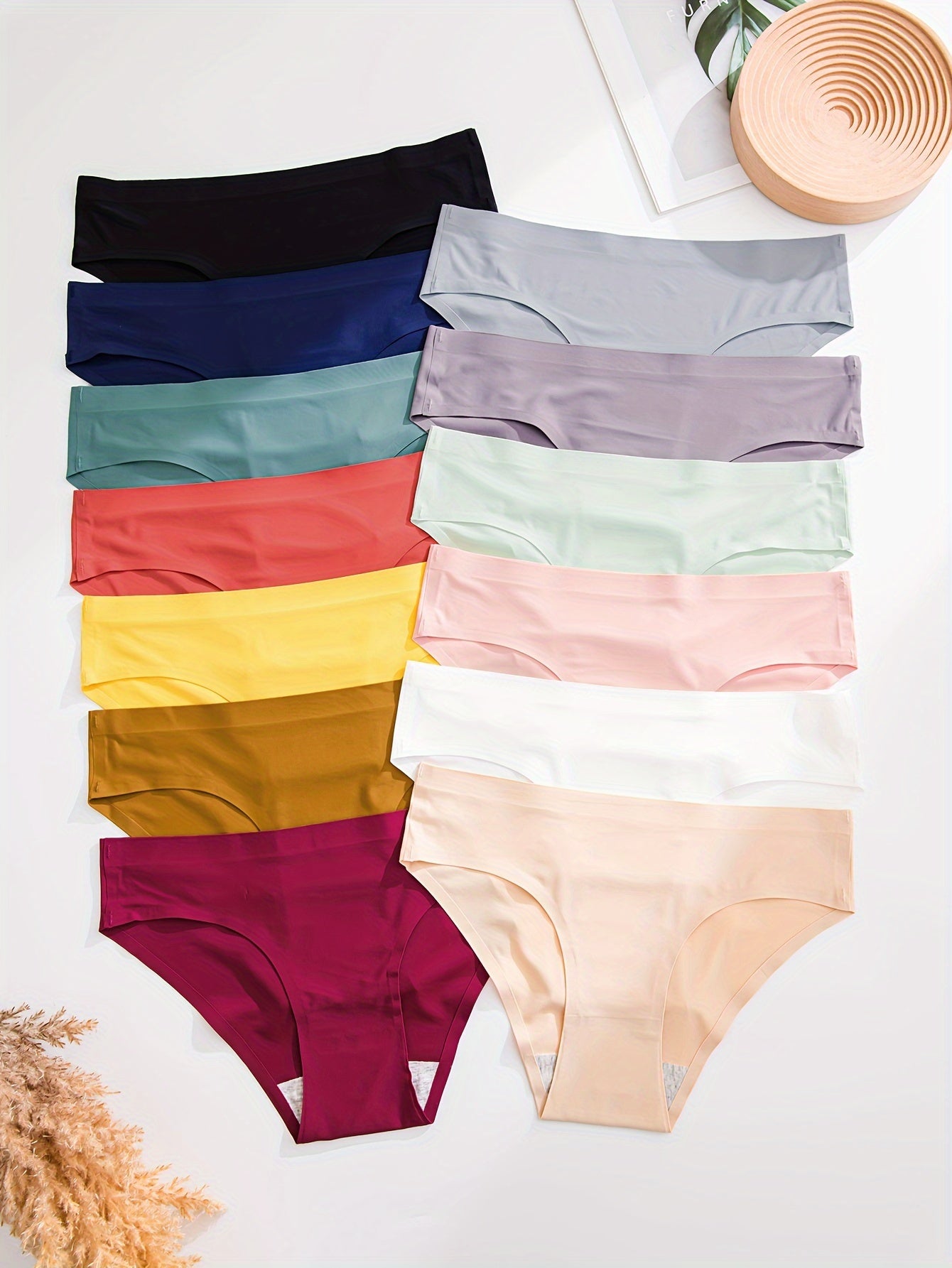 13pcs Women's Solid Seamless Low Waist Briefs - Soft, Comfy & Stretchy Panties