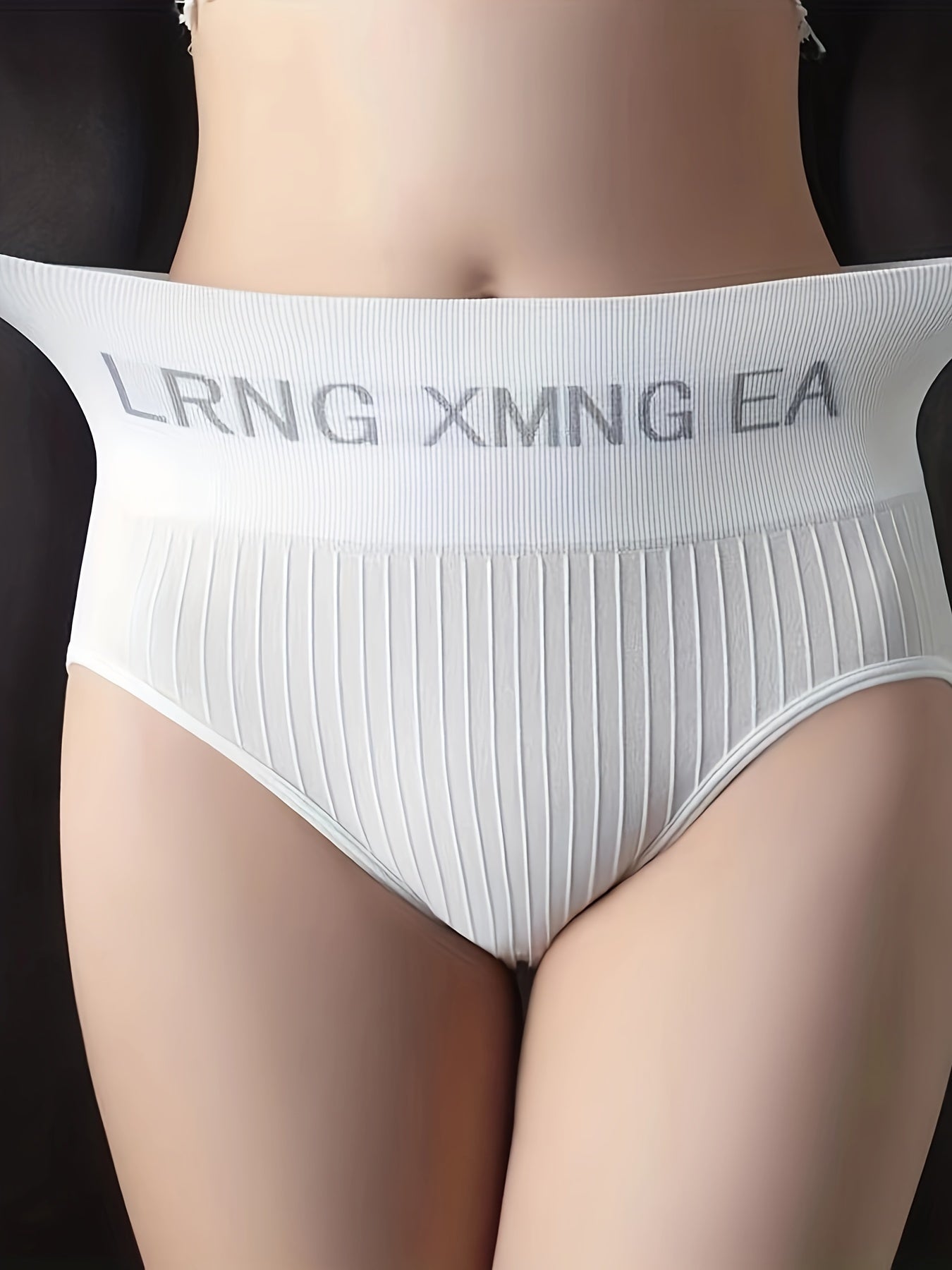8 Pcs Women's Sporty Rib Knit Letter Print High Waisted Absorbent Breathable Butt Lifting Panties