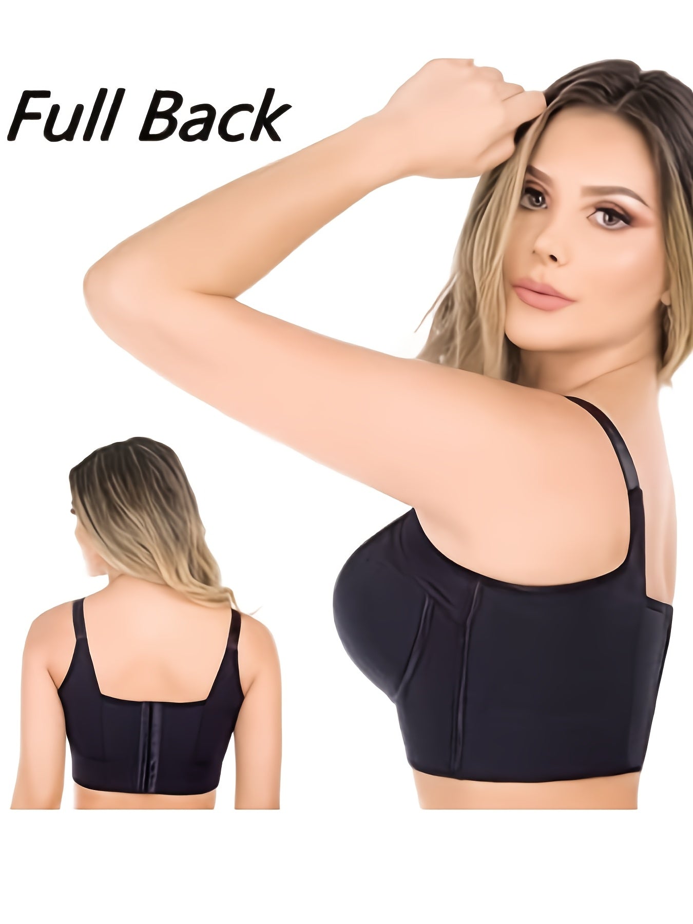 Nahtloser Push-Up-BH mit voller Abdeckung für Damen – bequem, stützend, schwarze Nylon-/Elasthan-Mischung