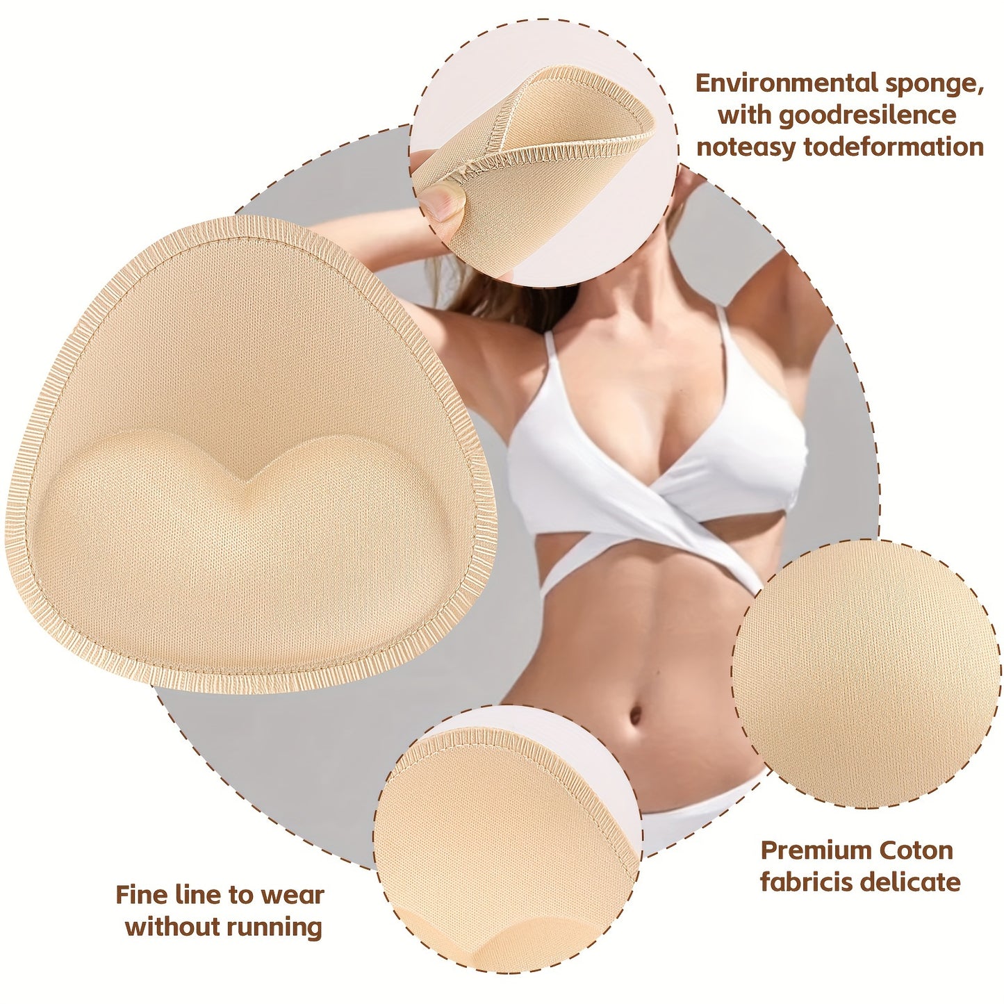 4 Paar nahtlose Push-up-BH-Polster – unsichtbare Brustvergrößerer für Damen-BHs, Bikinis und Tops