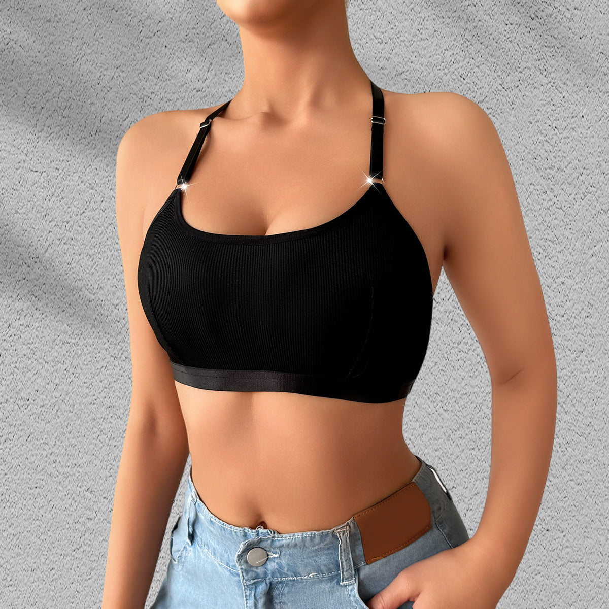 Women's Backless Lace Bra: Adjustable Straps, Push-Up, 3/4 Cup