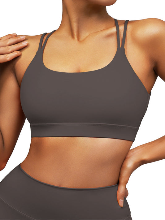 Gepolsterter Sport-BH mit Riemchen für Damen, sexy, sportliches Top mit gekreuztem Rücken, Workout-Fitness-BH, aktive Fitnessstudio-Kleidung