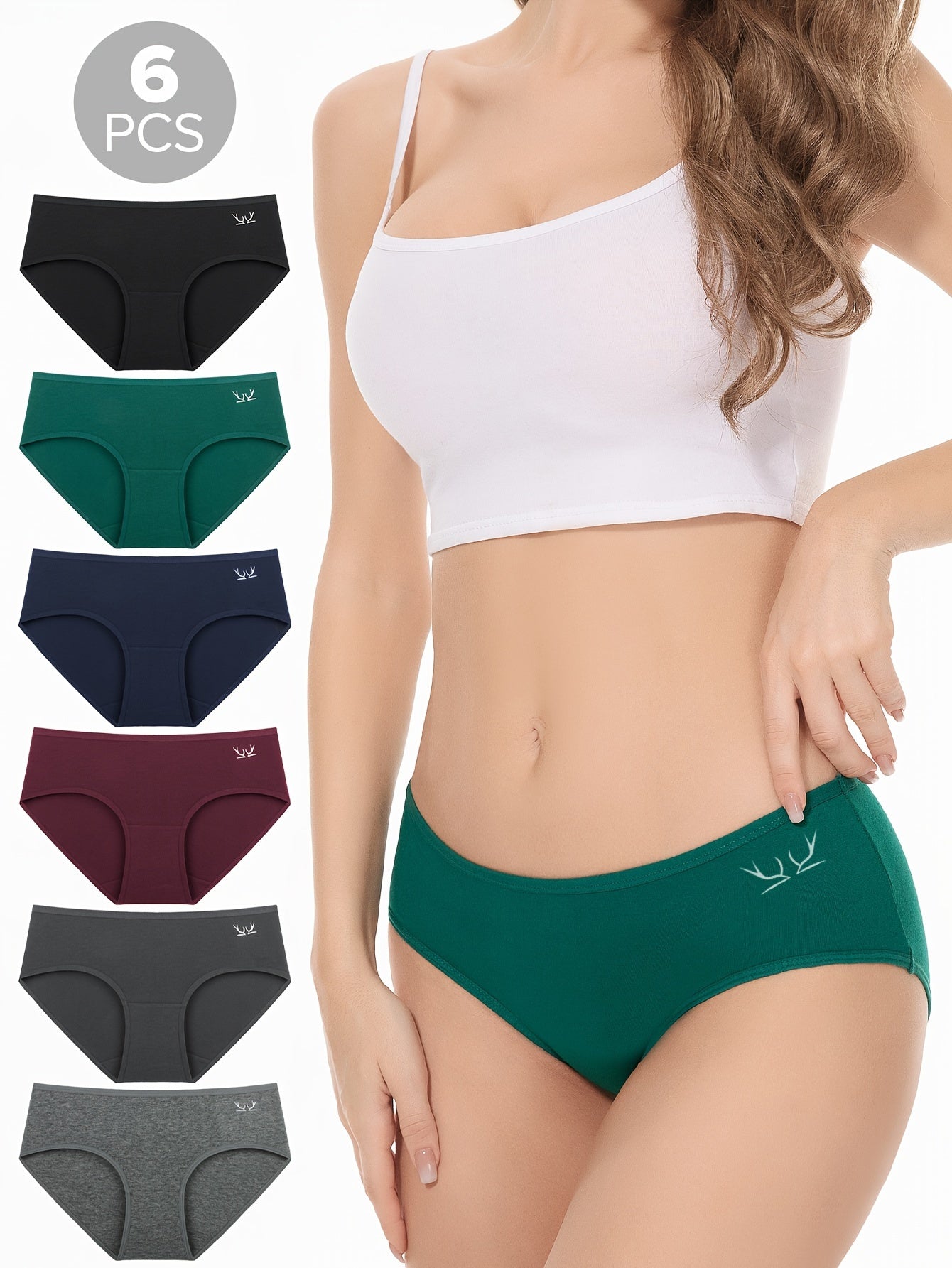 6 Pack Women's Underwear Soft Cotton Knickers Panties Breathable Comfortable Hipster Panties