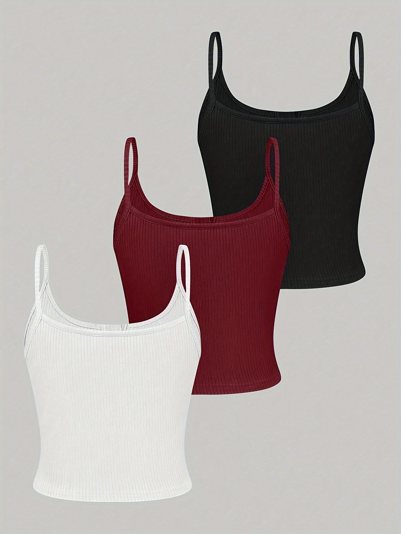 3-Pack V-Neck Sleeveless Cami Top for Women