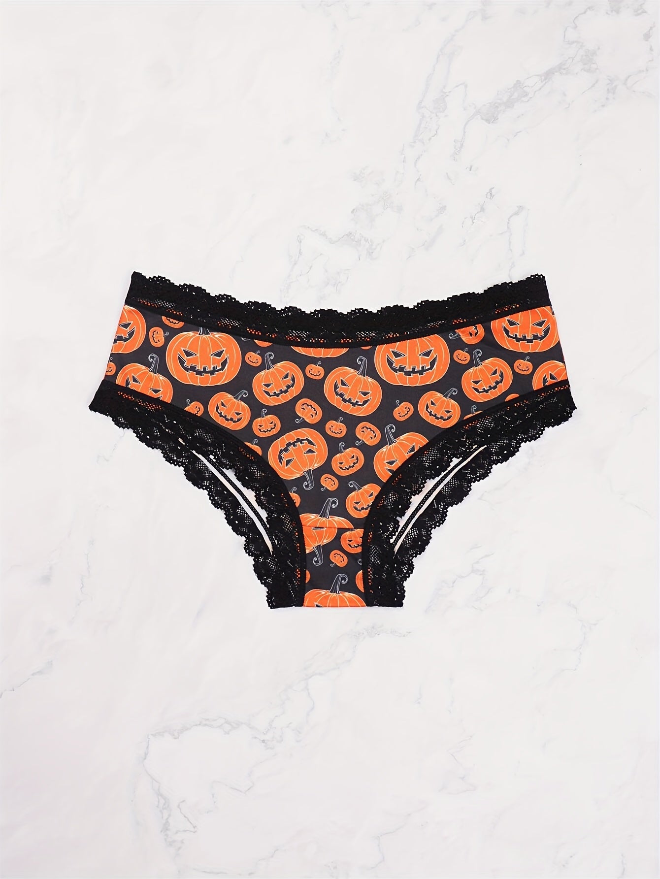 Braguitas hipster de Halloween Dircho para mujer (paquete de 6) - Mezcla de poliéster sexy de tiro bajo con estampado gótico