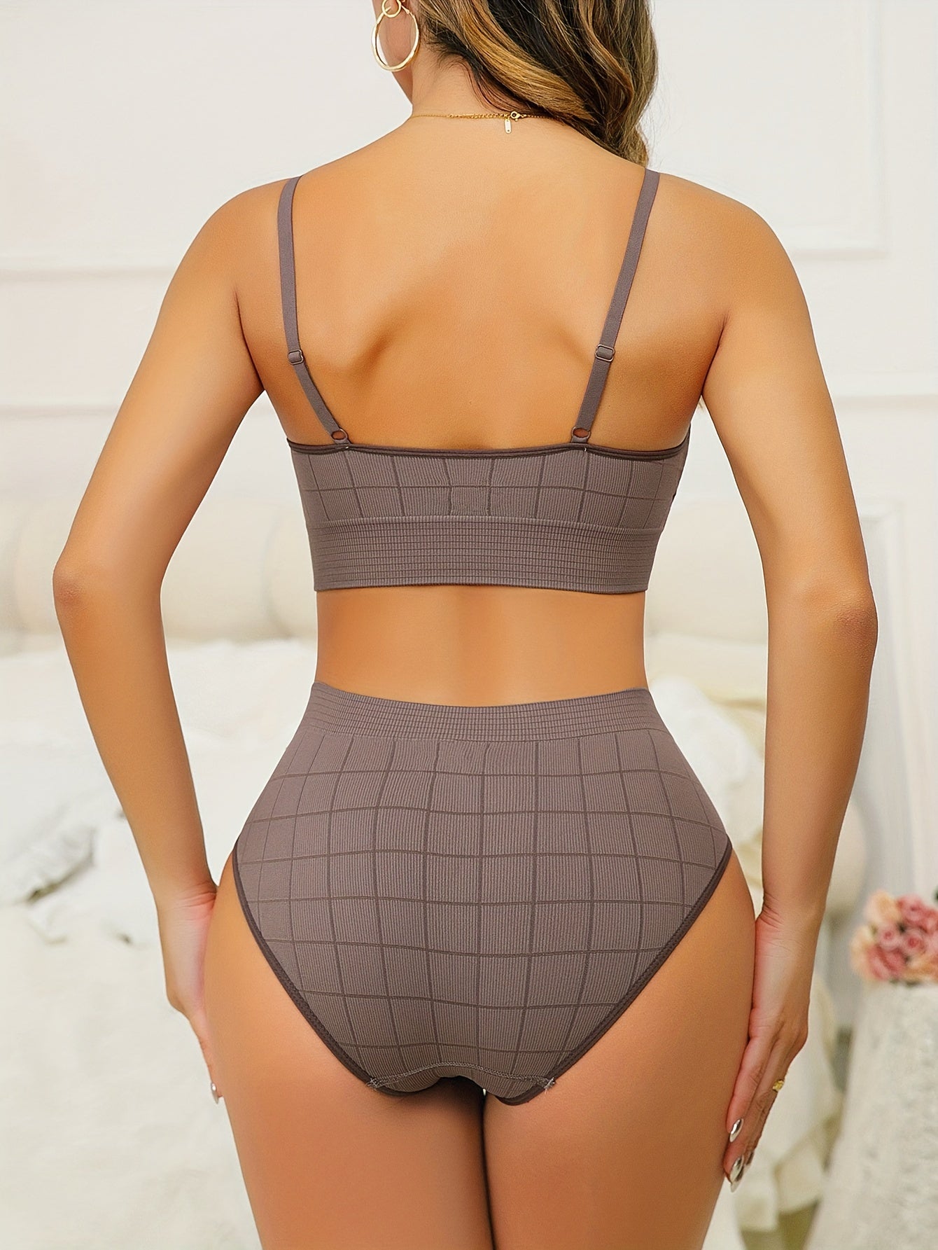 Plaid Bra & Panties Lingerie Set