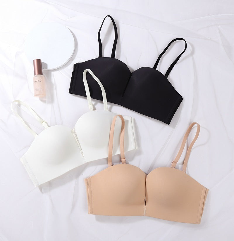 Wireless Push-Up Bra: Half Cup, Adjustable Straps & Side Support