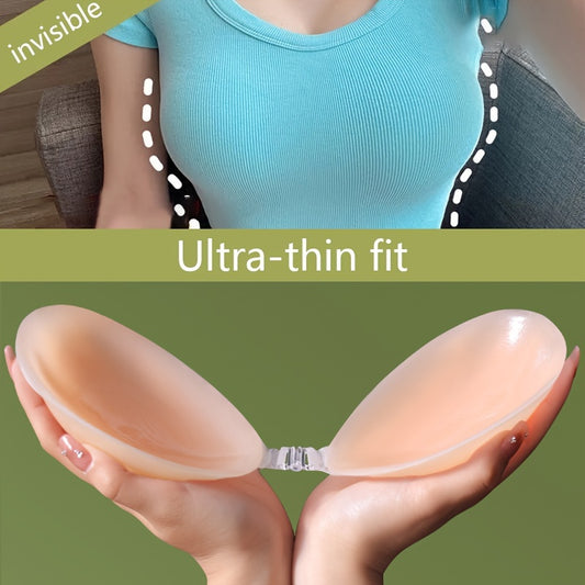 Invisible Self-Adhesive Reusable Push Up Buckle Front Nipple Covers for Women's Lingerie