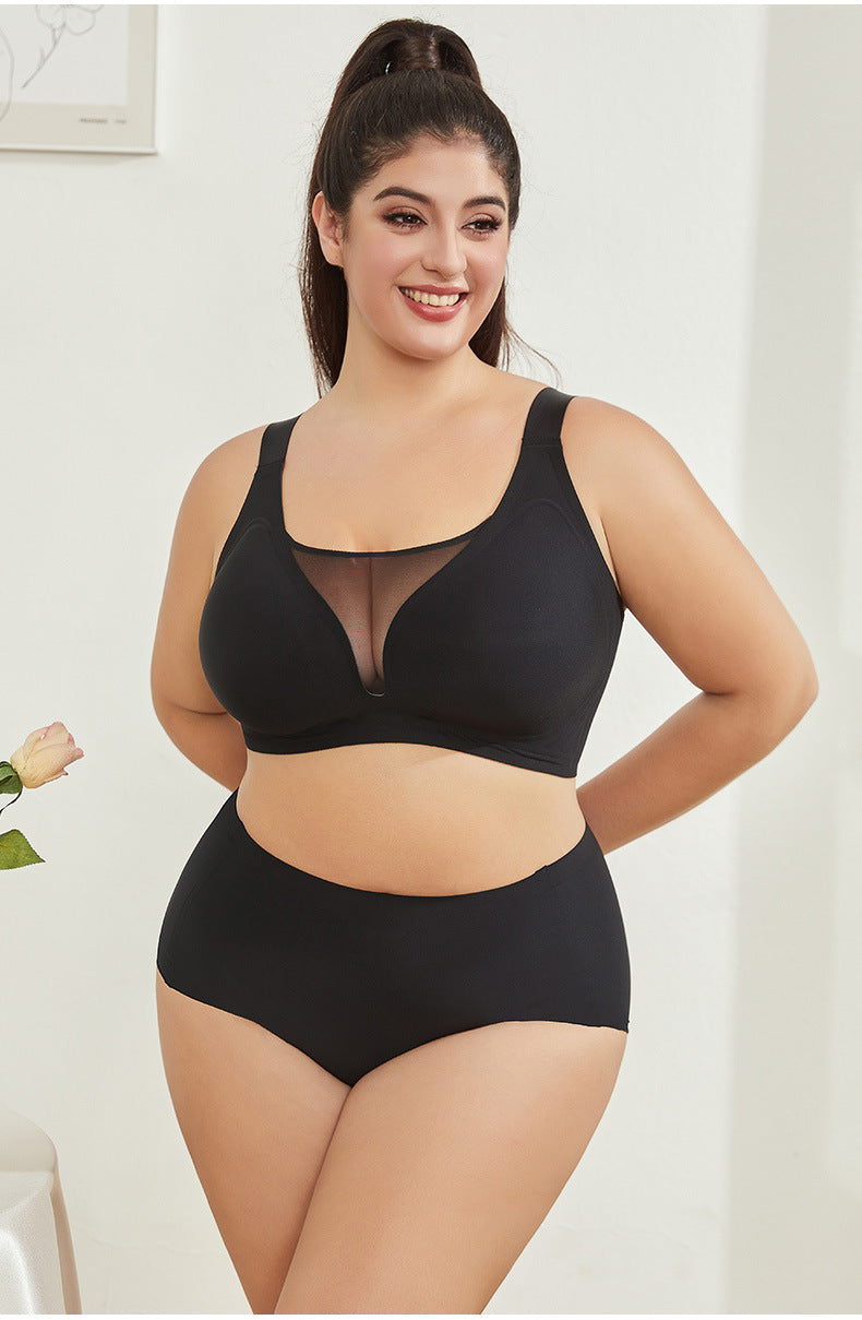 Plus Size Full Coverage Seamless Mesh Bra: Minimizes Bust, Prevents Sagging, Thin Cups