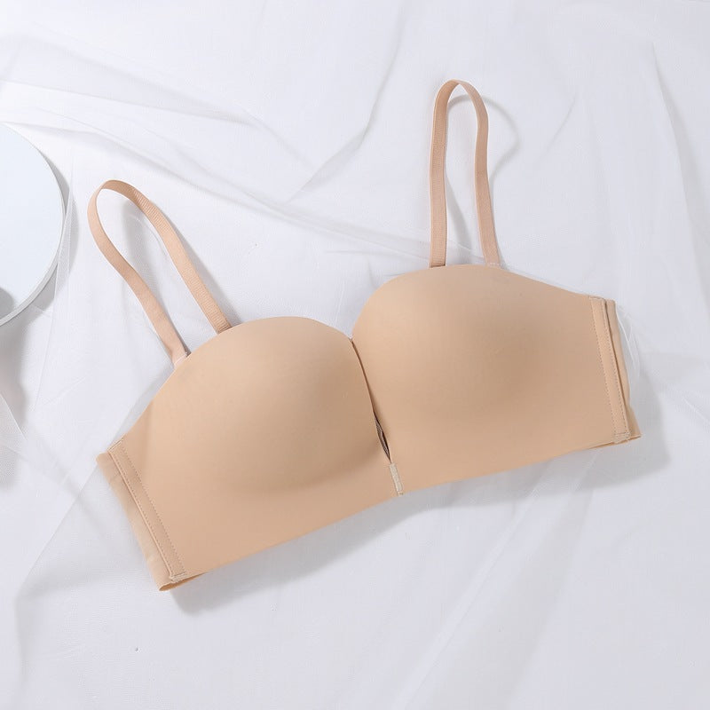 Wireless Push-Up Bra: Half Cup, Adjustable Straps & Side Support