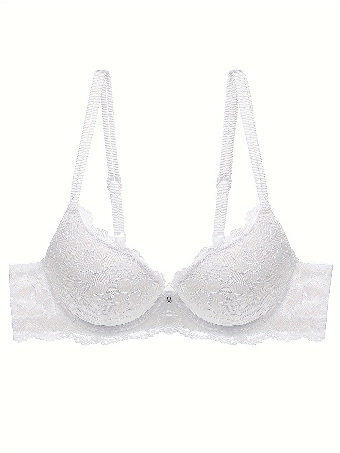 3pcs Comfy Chic Lace Push Up Bras - Women's Lingerie with Breathable Fabric, Soft Padded Cups & Adjustable Straps