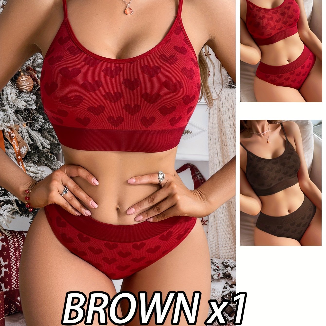 2 Sets Heart Pattern Bra & Panty, Hot Seamless Bra & Briefs Lingerie Set, Women's Lingerie & Underwear - Irene's Secret