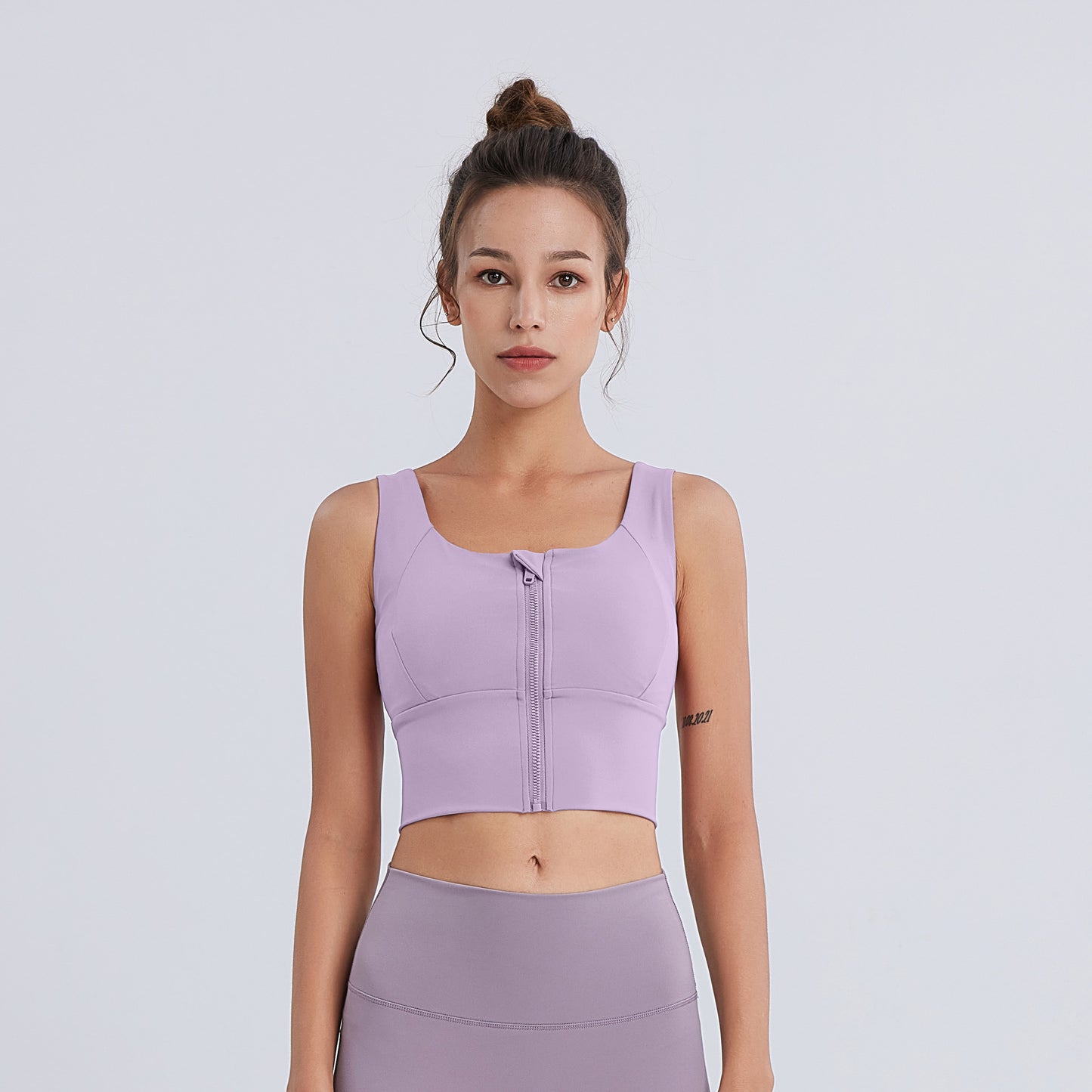 Sujetador deportivo con cremallera para mujer: push-up sin aros, antichoque, copa completa y soporte