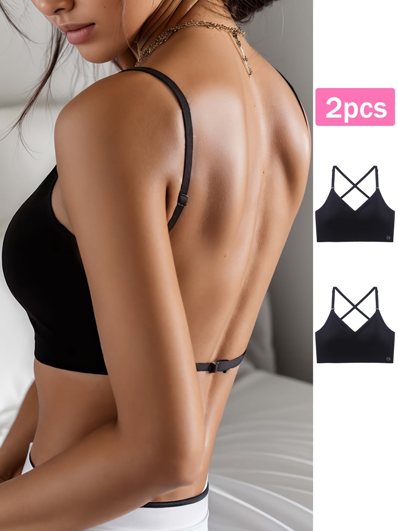2-Pack Seamless U-Backless Sports Bras - Ultra-Breathable, Comfortable Crop Top for Yoga & Fitness
