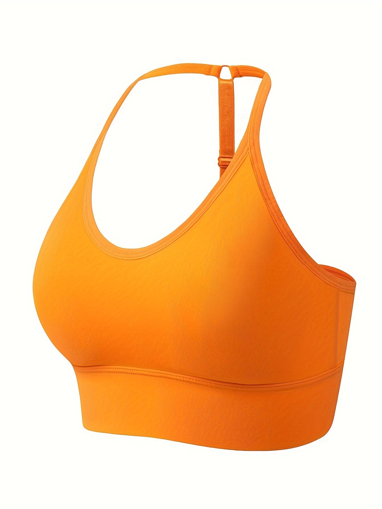 1pc Seamless Halter Sports Bra, Comfy Sporty Fitness Adjustable Bra, Women's Lingerie & Underwear