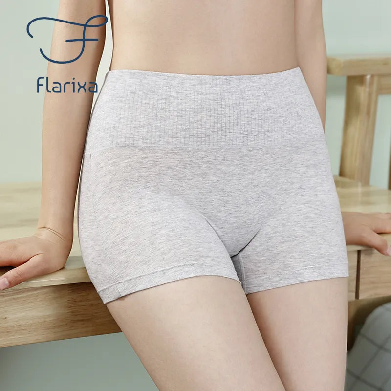 Flarixa 95% Cotton Women's High Waist Seamless Panties - Tummy Control Shaper Underwear