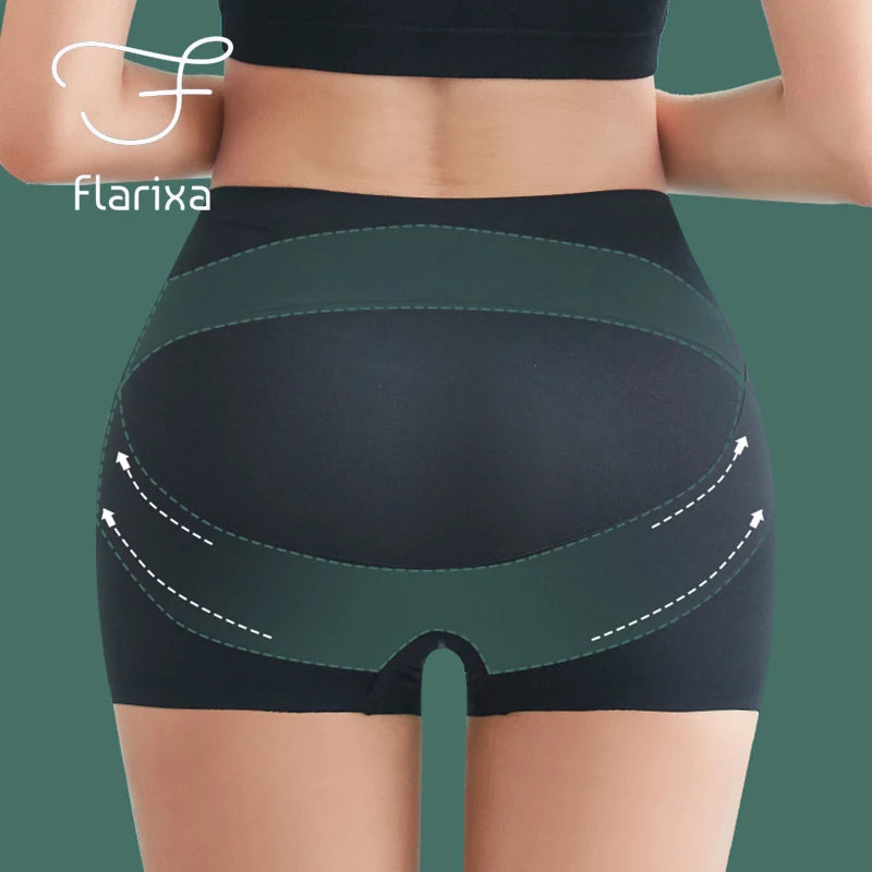 Flarixa Women's Seamless High Waist Ice Silk Safety Shorts - Slimming Underwear Under Skirt
