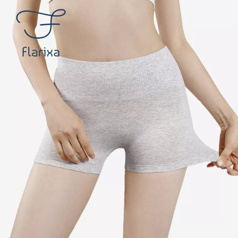 Flarixa 95% Cotton Women's High Waist Seamless Panties - Tummy Control Shaper Underwear
