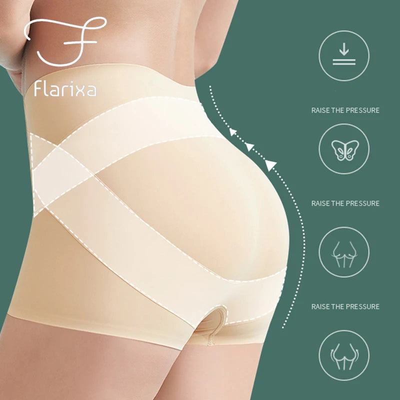 Flarixa Women's Seamless High Waist Ice Silk Safety Shorts - Slimming Underwear Under Skirt