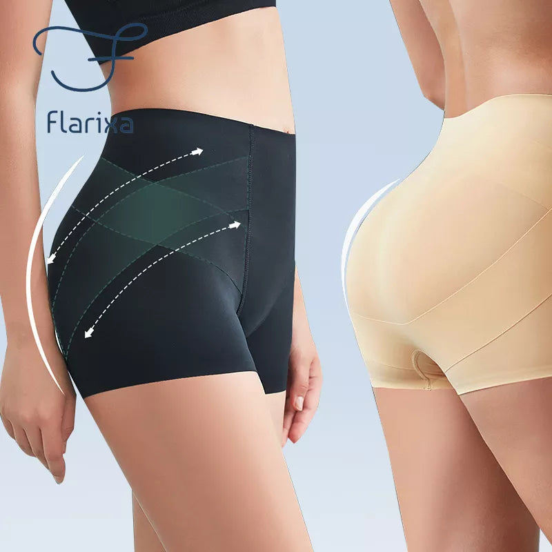 Flarixa Women's Seamless High Waist Ice Silk Safety Shorts - Slimming Underwear Under Skirt