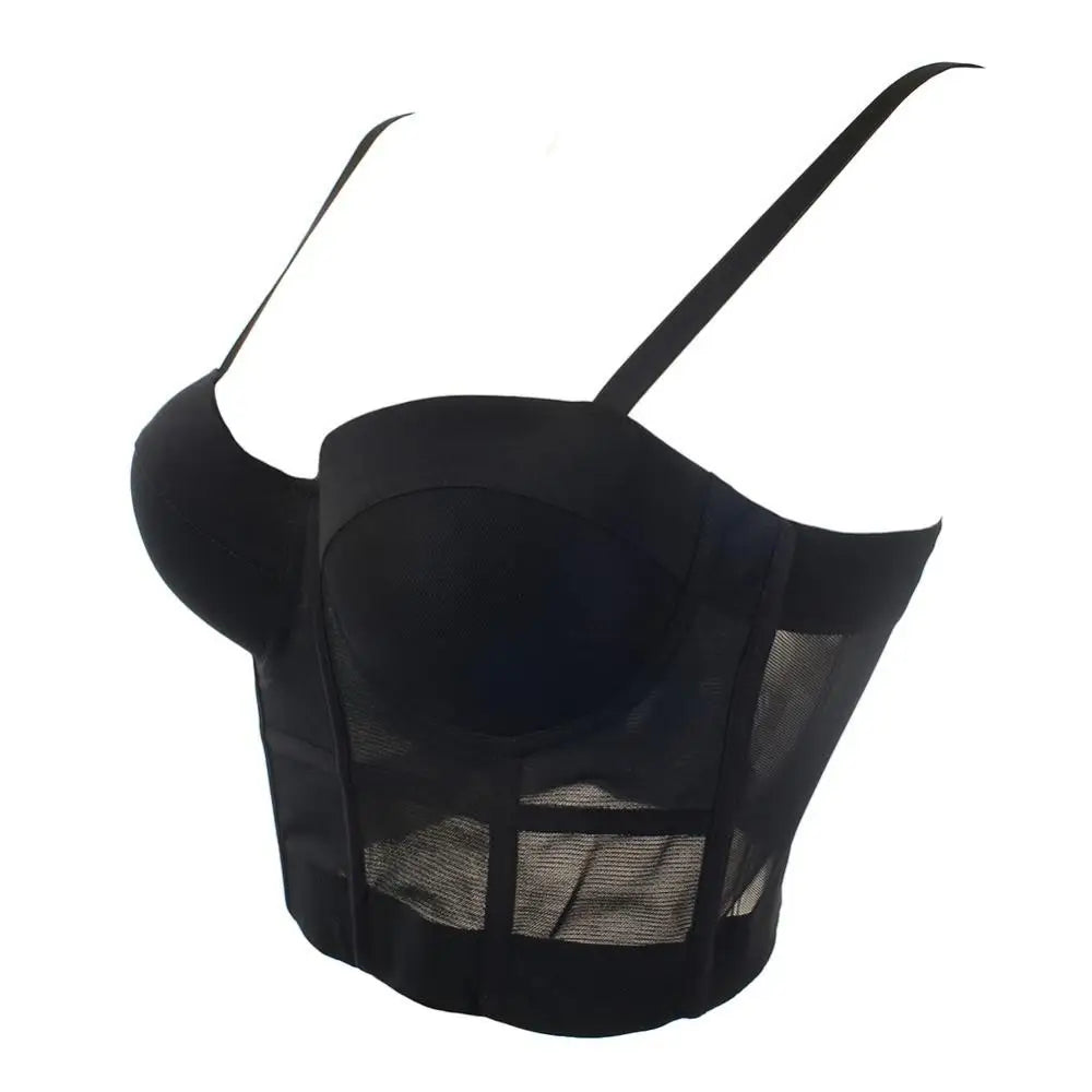 Sexy schwarzer transparenter BH aus Netzstoff, Push-Up-Bralette – Damen-Club-Party-Dessous in Übergröße