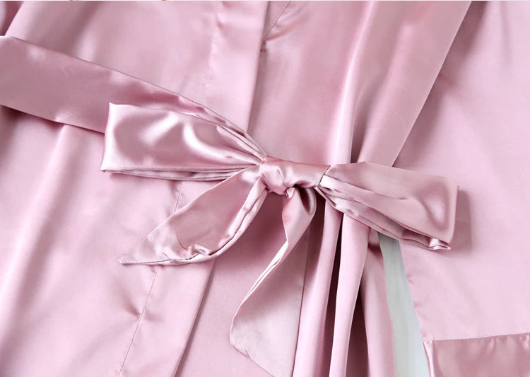 Summer Champagne Chinese Bride Wedding Robe - Sexy Women's Satin Sleepwear Nightgown