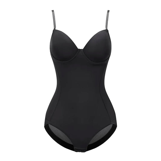 Women's Underwire Shapewear Bodysuit - Slimming Tummy Shaper in Black & Nude