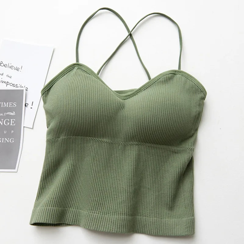Knitted Crop Top for Women - Sexy Seamless Tank Top, Padded Camisole Underwear & Streetwear
