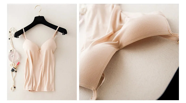 Gepolsterter BH für Damen, Spaghettiträger, V-Ausschnitt, Camisole-Tanktop – Komfort und Stil
