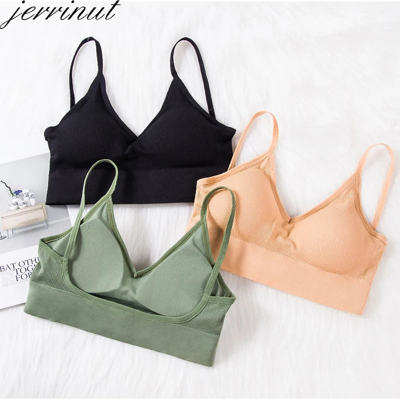 Jerrinut Women's Sexy Seamless Padded Bralette - Cotton Wireless Bra for Fitness & Lingerie