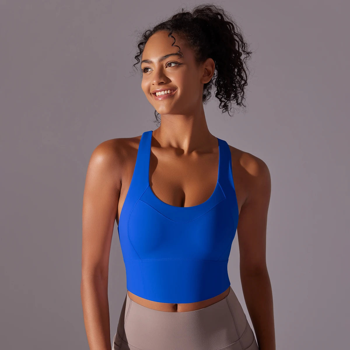 Sexy Damen-Sport-BH-Top aus Nylon – enges, elastisches Fitnessstudio, Yoga-BHs, bauchfreies Top