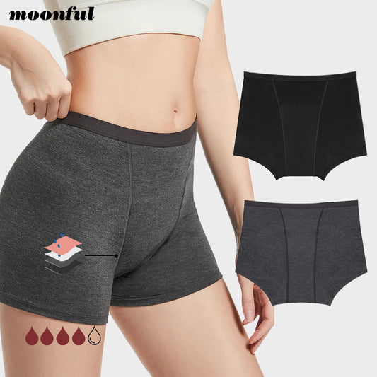 Bragas menstruales para mujer - Cintura alta, algodón, para flujo abundante, estilos bóxer y boyshort