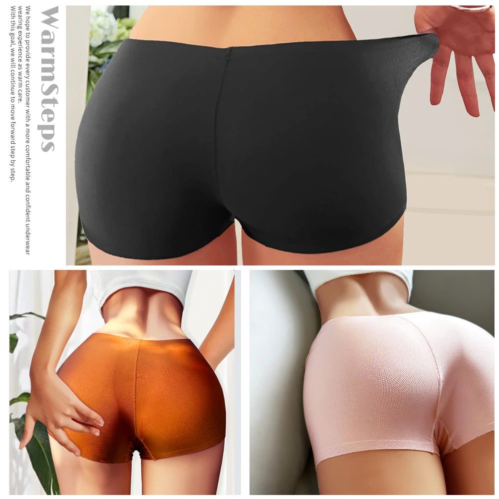 WarmSteps Women's Seamless Ice Silk Boxers Panties - Multicolor Lingerie Underwear