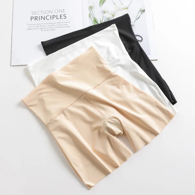 New Women's Summer Ice Silk Seamless Safety Pants - Anti-glare, Thin Cotton Crotch, No Curling Boxer Panties