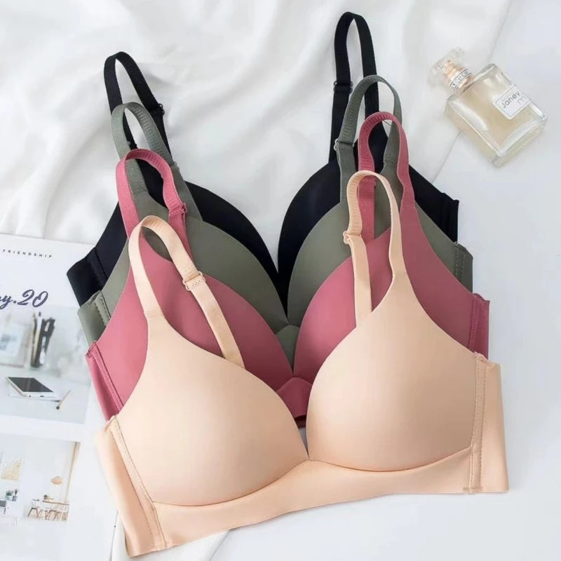 Nahtlose BHs im japanischen Stil ohne Bügel für Damen – Bralette ohne Stahlring, 3/4-Körbchen, glänzende Damenunterwäsche