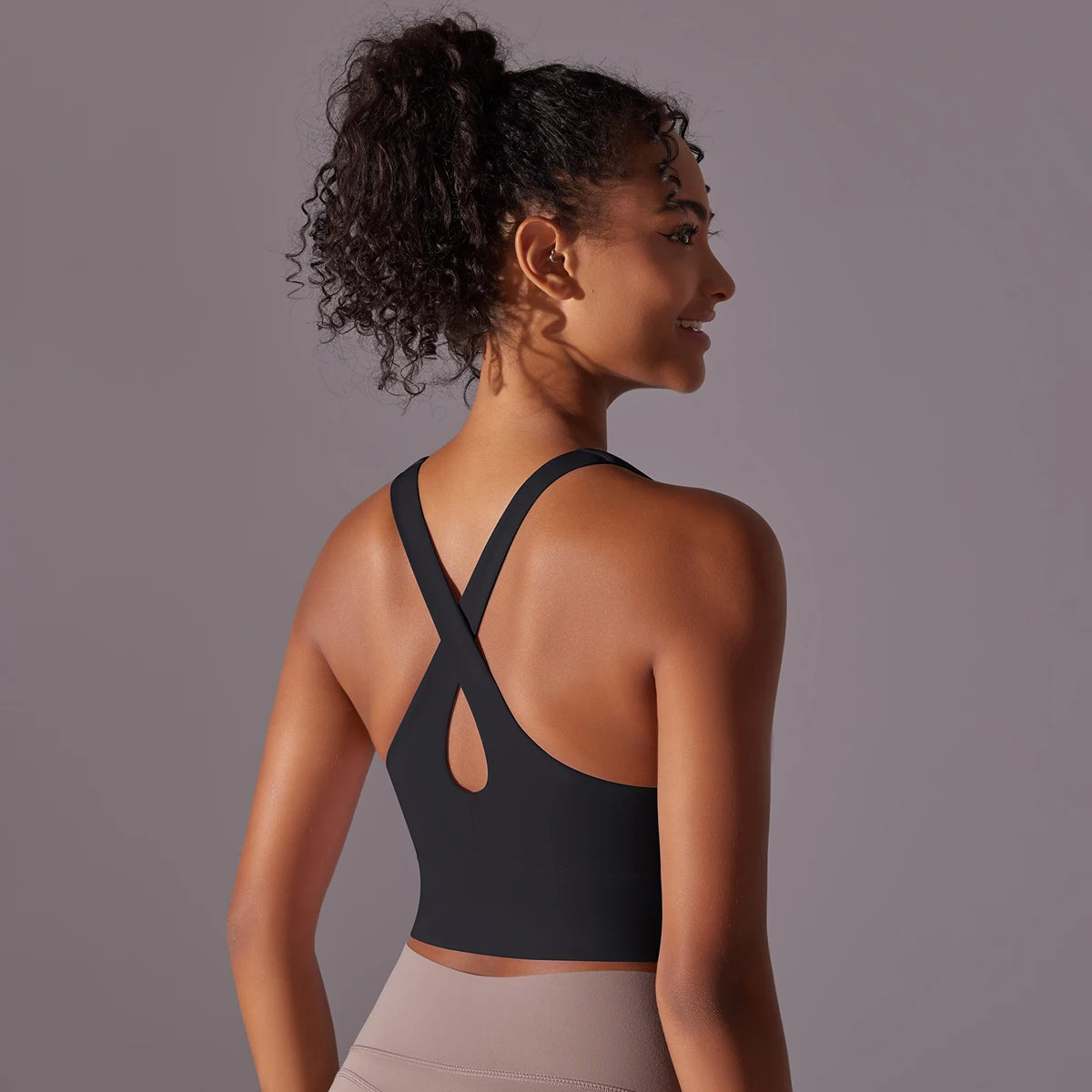 Sexy Damen-Sport-BH-Top aus Nylon – enges, elastisches Fitnessstudio, Yoga-BHs, bauchfreies Top