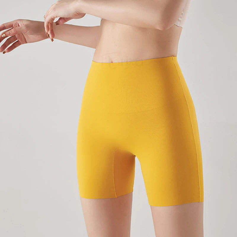 Flarixa Women's Seamless High Waist Boxer Shorts - Ice Silk Underwear for Skirts