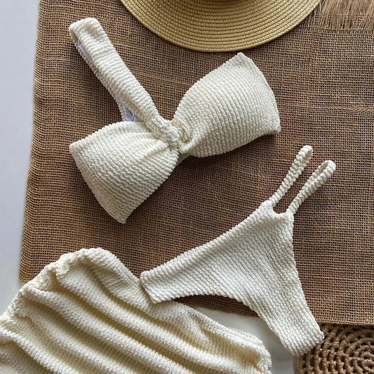 Sexy 2025 Damen 3-teiliger Micro-Bikini-Badeanzug – Tanga-Bikini-Set, brasilianische Strandkleidung