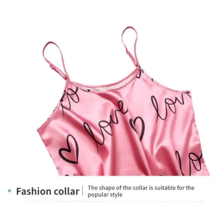 Camisón de satén sexy sin mangas para mujer - Camisón de lencería para dormir