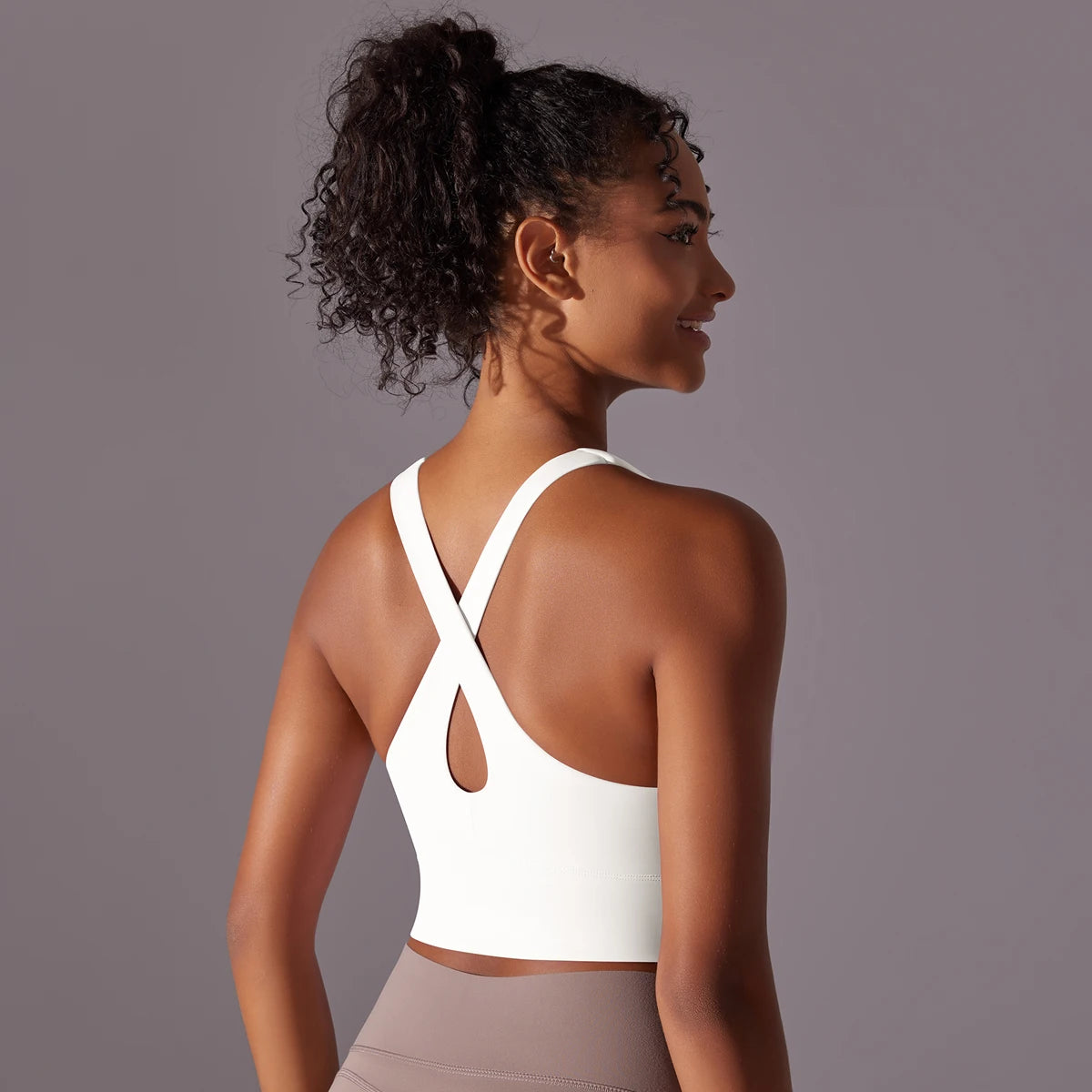 Sexy Damen-Sport-BH-Top aus Nylon – enges, elastisches Fitnessstudio, Yoga-BHs, bauchfreies Top