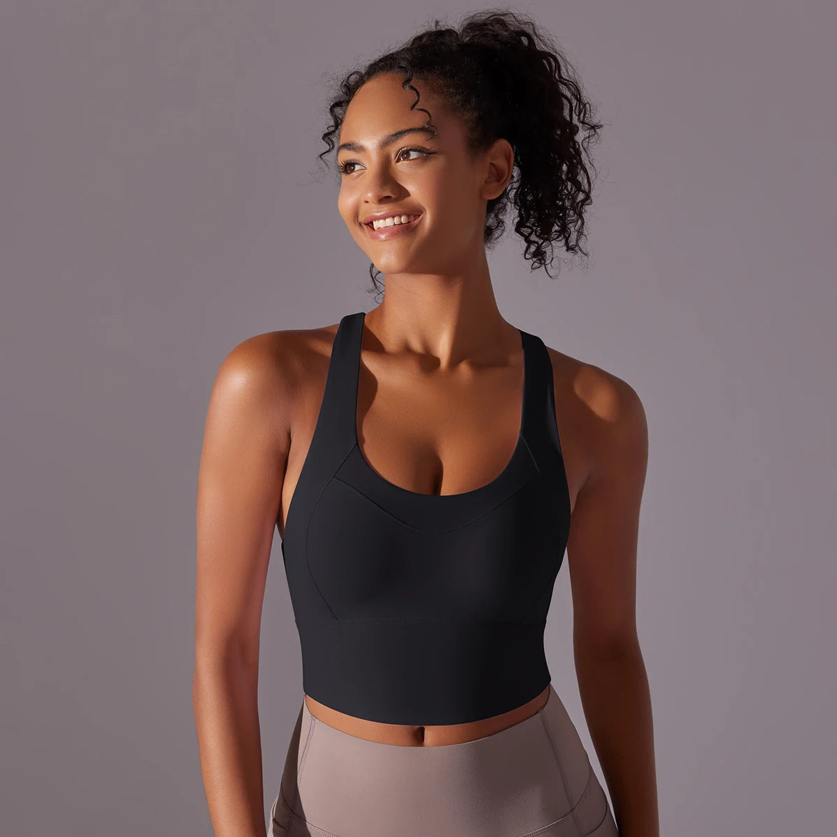 Sexy Damen-Sport-BH-Top aus Nylon – enges, elastisches Fitnessstudio, Yoga-BHs, bauchfreies Top