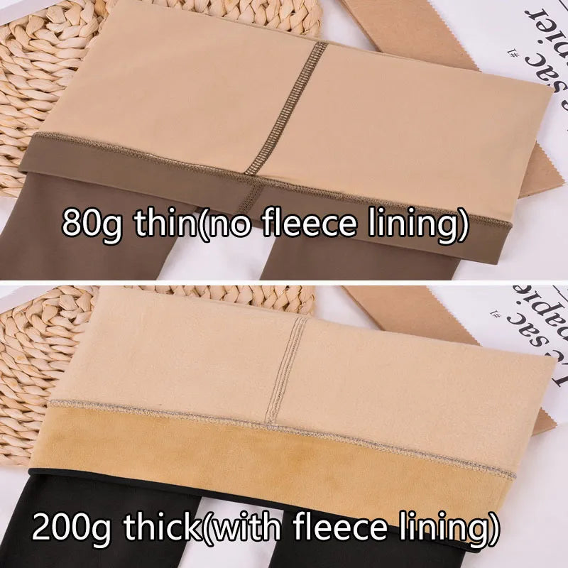 Women's Thermal Leggings - Thick, Warm Fleece Pantyhose for Winter with Skin Effect